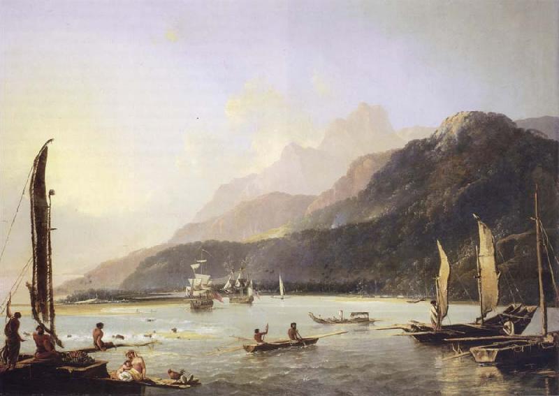 unknow artist A View of Maitavie Bay,in the Island of Otaheite Tahiti oil painting image